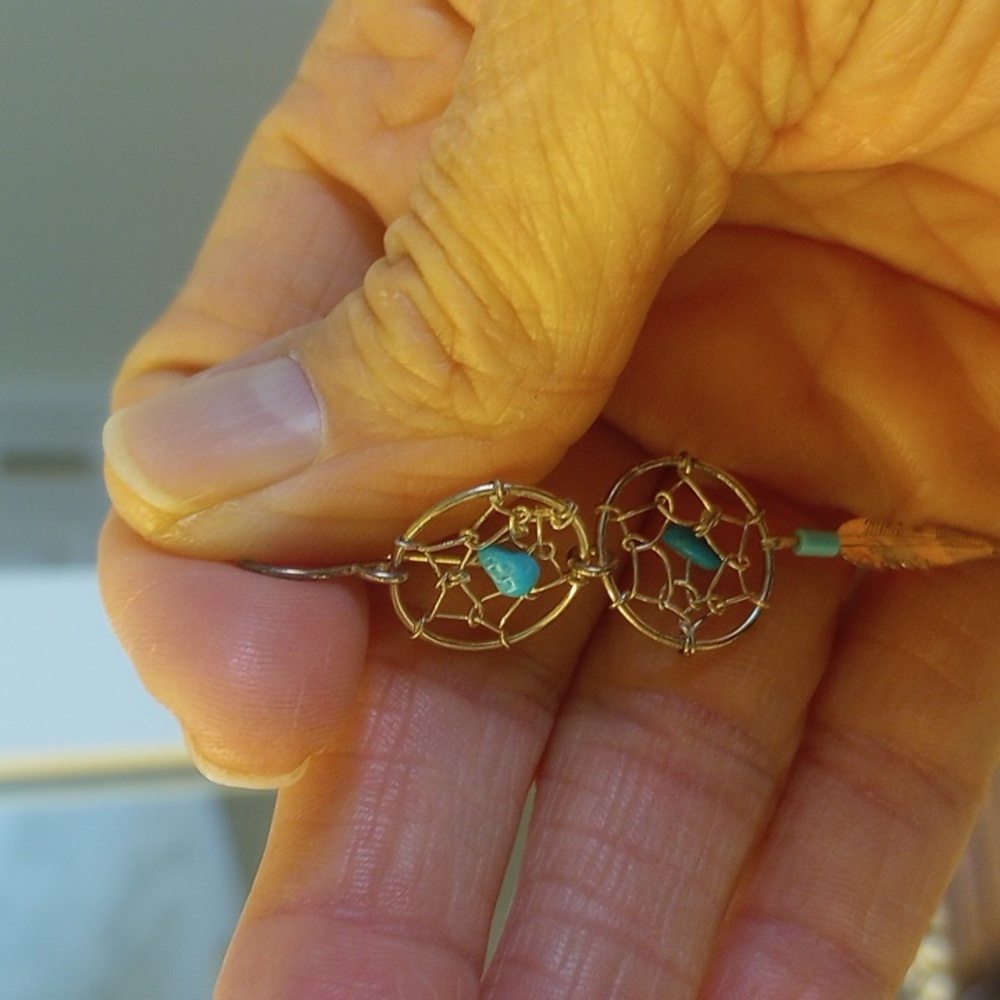 Dreamcatcher Earrings In Sterling Silver & Turquoise Accents - Picture 5 of 5